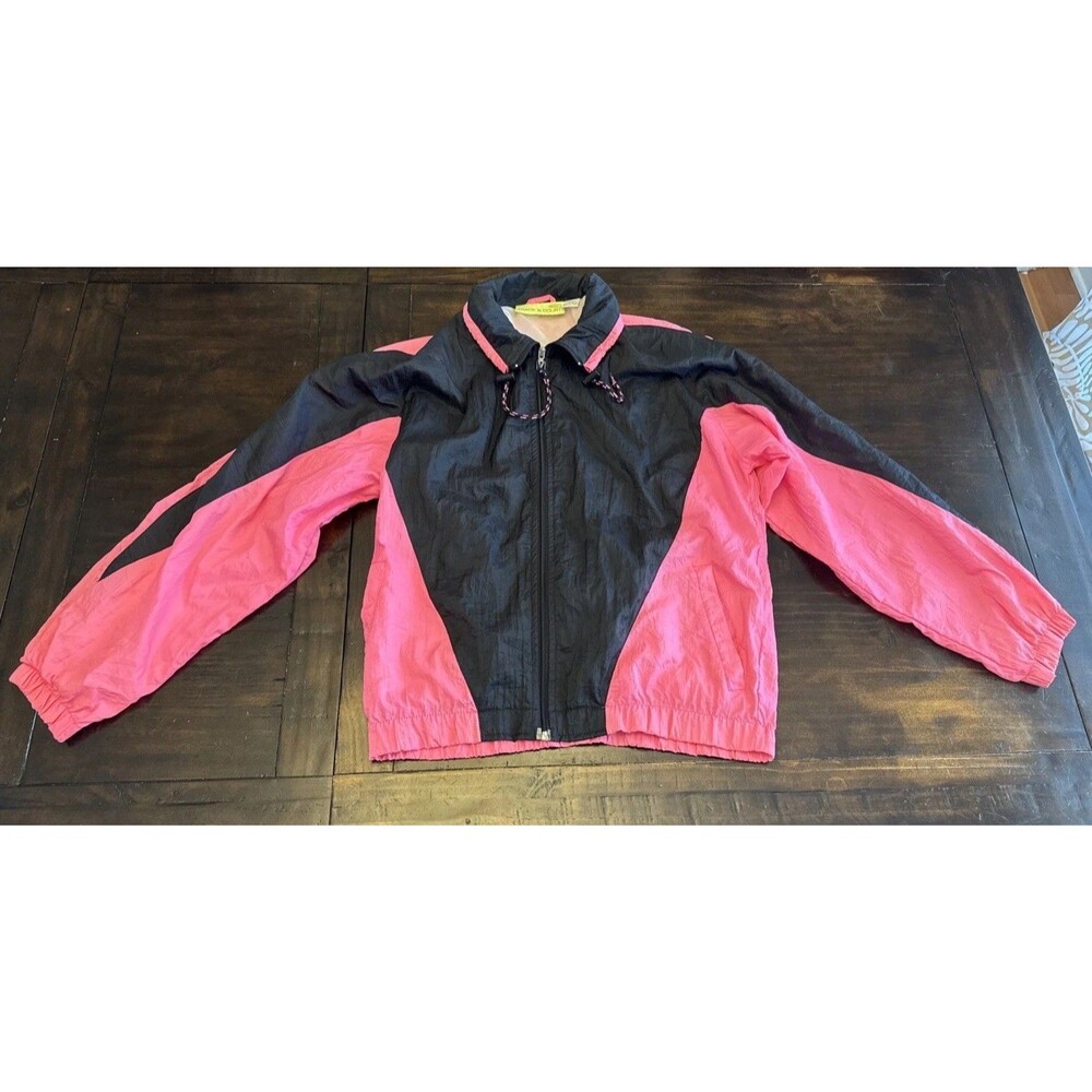 Vintage TRACK & COURT pink stripe Full Zip TRACK JACKET Mens Medium